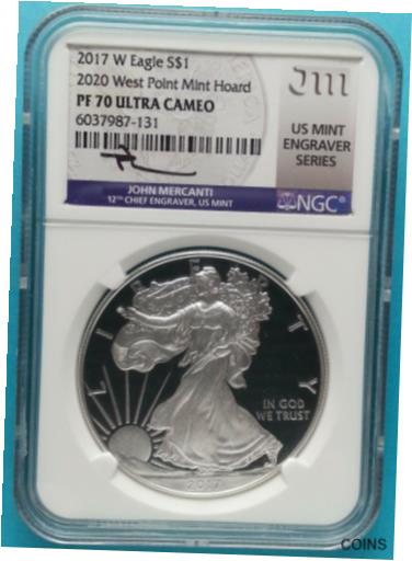  アンティークコイン コイン 金貨 銀貨  2017 W SILVER EAGLE 2020 HOARD NGC PF70 JOHN MERCANTI Mint Engraver Series!!