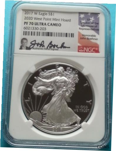  アンティークコイン コイン 金貨 銀貨  2017 W SILVER EAGLE 2020 WEST POINT MINT HOARD NGC PF70 UC JOHN BOEHNER