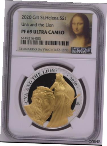 ڶ/ʼݾڽա ƥ    [̵] NGC PF69 2020 1oz Gilt ST.Helena Una and The Lion Silver coin Proof COA