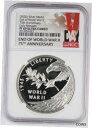 2020 W 第二次世界大戦終結 75 周年記念シルバー プルーフ メダル NGC PF69 を手に2020 W End of World War II 75th Anniversary Silver Proof Medal NGC PF69 In Hand(3)