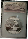 2017 中国 300 元 シルバー パンダ コイン PCGS PR69 DCAM 1 キロ 0.999 ファイン署名2017 CHINA 300 YUAN S...