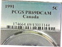 【極美品/品質保証書付】 アンティークコイン コイン 金貨 銀貨 [送料無料] 1991 CANADA PCGS PR69DCAM Copper-Nickel Composition Coin 5c. KM#182