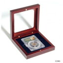 楽天金銀プラチナ　ワールドリソース【極美品/品質保証書付】 アンティークコイン コイン 金貨 銀貨 [送料無料] Mahogany Style Coin Box Glass Lid Display Storage Case For Graded Slab PCGS NGC