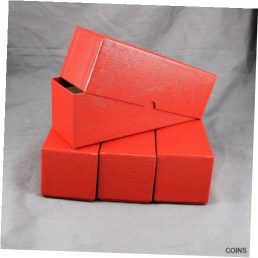 【極美品/品質保証書付】 アンティークコイン コイン 金貨 銀貨 送料無料 4 Red Cardboard Coin Slab Storage Boxes for NGC PCGS and Other Slabs