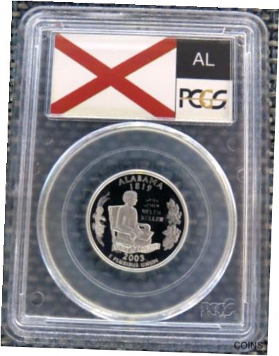楽天金銀プラチナ　ワールドリソース【極美品/品質保証書付】 アンティークコイン コイン 金貨 銀貨 [送料無料] 2003-S 25c Alabama SILVER State Flag Label Quarter Proof Coin PCGS PR70DCAM