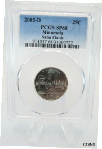 ڶ/ʼݾڽա ƥ    [̵] 2005-D PCGS SP68 Minnesota State Quarter Satin Finish 25C