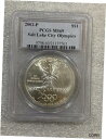 【極美品/品質保証書付】 アンティークコイン コイン 金貨 銀貨 送料無料 2002-P Salt Lake Olympics Commemorative Silver Dollar PCGS MS69 ~~ NO SPOTS ~~