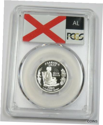 楽天金銀プラチナ　ワールドリソース【極美品/品質保証書付】 アンティークコイン コイン 金貨 銀貨 [送料無料] 2003-S PCGS PR70 PROOF DCAM | Silver Alabama Quarter 25c US Coin #33116A