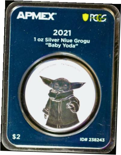 yɔi/iۏ؏tz AeB[NRC RC   [] 2021 Niue 1oz Silver Grogu Baby Yoda $2 APMEX PCGS MS (BU Uncirculated Unc.) FS