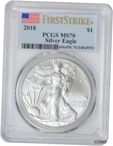 【極美品/品質保証書付】 アンティークコイン コイン 金貨 銀貨 [送料無料] 2018 $1 American Silver Eagle MS70 First Strike PCGS