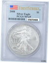 【極美品/品質保証書付】 アンティークコイン コイン 金貨 銀貨 [送料無料] 2008 Silver Eagle Dollar PCGS MS 69 FiirstStike Uncirculated Broken Sealed