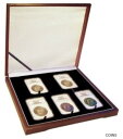 楽天金銀プラチナ　ワールドリソース【極美品/品質保証書付】 アンティークコイン コイン 金貨 銀貨 [送料無料] 5 Certified Coin Slab Box Mahogany Wood Style PCGS NCG Display GIFT Case SET