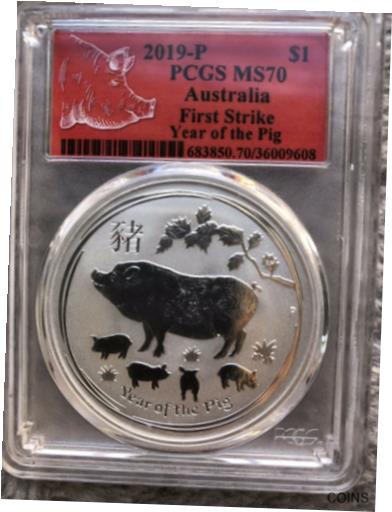 ڶ/ʼݾڽա ƥ    [̵] 2019 PCGS Red Label MS70 First Strike Lunar Year of the Pig Australia Silver $1