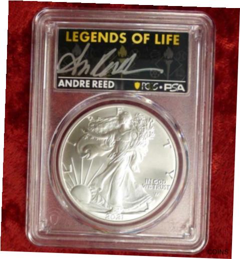 ڶ/ʼݾڽա ƥ  2021 PCGS MS 70 Andre Reed Autographed Type 2 Silver Eagle Dollar, 1oz .999 Fine [̵] #sot-wr-011145-1964