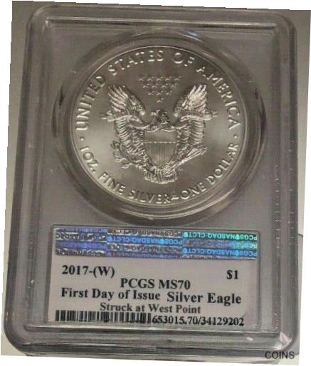 楽天金銀プラチナ　ワールドリソース【極美品/品質保証書付】 アンティークコイン 銀貨 2017-（W） American Silver Eagle First Day of Issue $1 Dollar Coin. MS70. VARIOUS [送料無料] #scf-wr-011145-2121