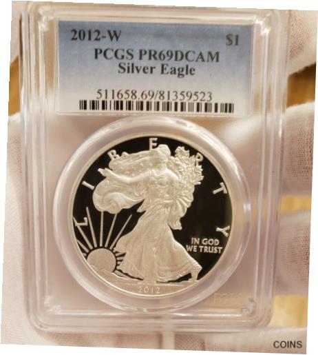 【極美品/品質保証書付】 アンティークコイン 銀貨 2012-W S 1 American Silver Eagle PCGS PR69DCAM Blue Label Proof Deep Cameo 送料無料 sot-wr-011145-3973