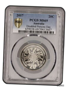 2017 年オーストラリア 10 進数 20 セント PCGS 未流通 MS69 障害者の日2017 Australian Decimal 20 Cent PCGS Uncirculated MS69 Disabled Persons Day