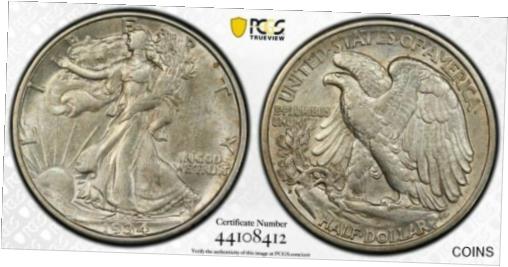 楽天金銀プラチナ　ワールドリソース【極美品/品質保証書付】 アンティークコイン コイン 金貨 銀貨 [送料無料] 1934-D PCGS AU Detail Silver Walking Liberty Half Dollar | 50c US Coin #32505A
