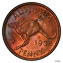 yɔi/iۏ؏tz AeB[NRC RC   [] Australia 1958(p) One Penny 1d Elizabeth II - PCGS MS64RB (CH-UNC)