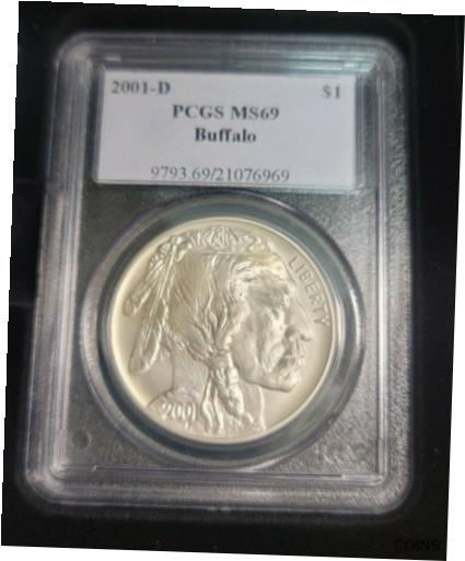 yɔi/iۏ؏tz AeB[NRC RC   [] 2001-D American Buffalo Silver Dollar Uncirculated Coin PCGS MS69
