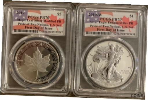 2019 プライド オブ ツー ネーションズ 2 個。米国を設定 PCGS PR70 FDOI を設定2019 Pride of Two Nations 2pc. Set U.S. Set PCGS PR70 FDOI