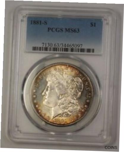 yɔi/iۏ؏tz AeB[NRC RC   [] 1881-S US Morgan Silver Dollar $1 Coin PCGS MS-63 Beautifully Toned (17a)