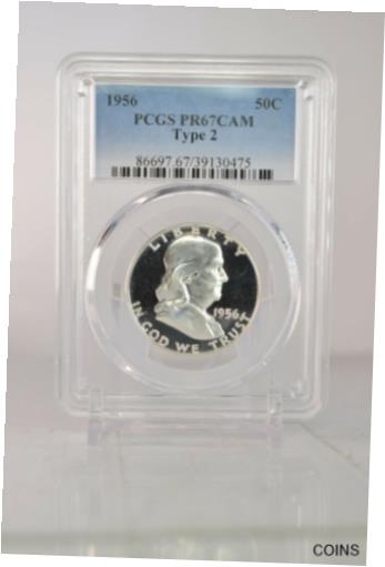 【極美品/品質保証書付】 アンティークコイン コイン 金貨 銀貨 送料無料 PR67CAM 1956 TYPE 2 PCGS GRADED HALF DOLLAR PROOF RARE DEEP CAMEO LOOKING COIN