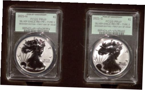 ڶ/ʼݾڽա ƥ    [̵] 2021 American Silver Eagle T1 &T2 Rev Proof | PCGS PR69 | Designer Edition FDI