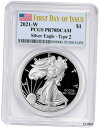  アンティークコイン コイン 金貨 銀貨  Presale - 2021-W Proof $1 Type 2 American Silver Eagle PCGS PR70DCAM FDOI Flag L