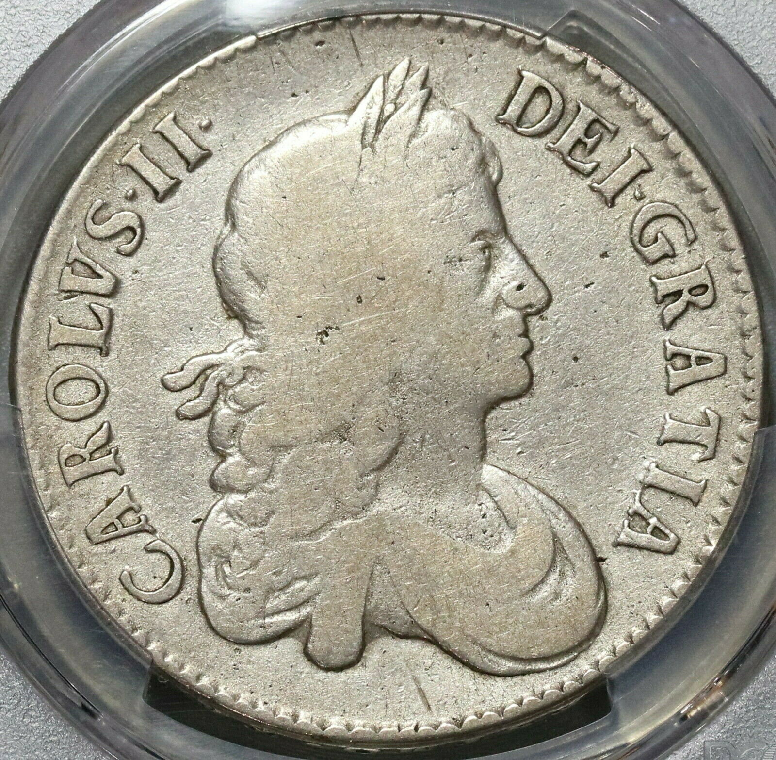 【極美品/品質保証書付】 アンティークコイン コイン 金貨 銀貨 [送料無料] 1671 PCGS VG 10 Charles II Crown Rare Legend Error Great Britain Coin (20020801C