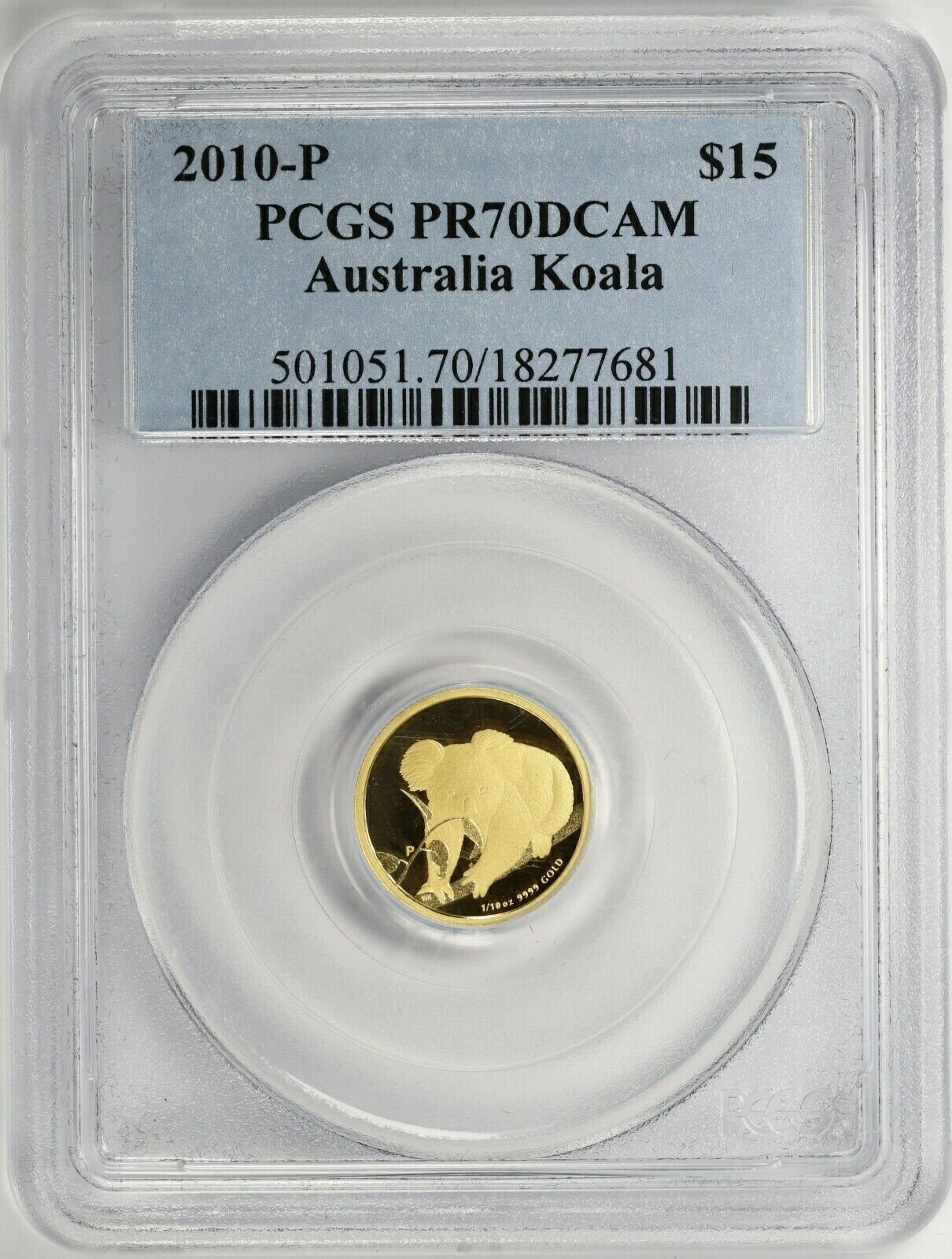 yɔi/iۏ؏tz AeB[NRC RC   [] 2010-P Australia 1/10oz Gold Koala Proof PCGS PF70 DCAM Deep Cameo $15