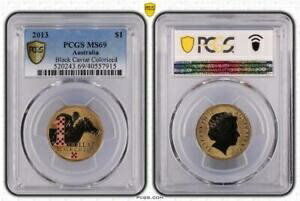 【極美品/品質保証書付】 アンティークコイン コイン 金貨 銀貨 [送料無料] 2013 Black Caviar Coloured $1 Coin PCGS MS69 Top Pop 6/0