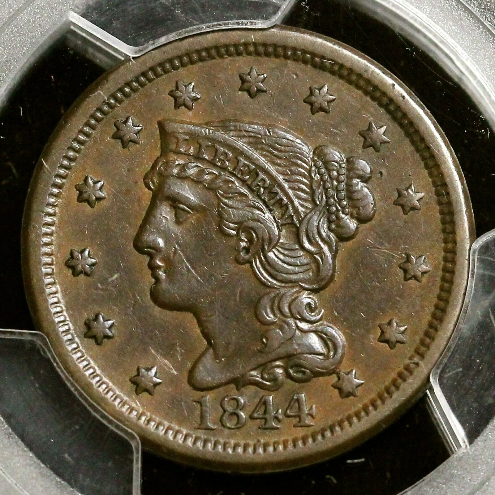 yɔi/iۏ؏tz AeB[NRC RC   [] 1844 PCGS XF 45 Braided Hair Large Cent Coin 1c