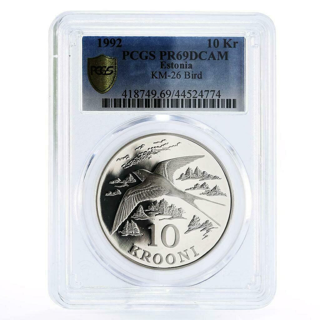 yɔi/iۏ؏tz AeB[NRC RC   [] Estonia 10 krooni Barn Swallow Bird PR69 PCGS proof silver coin 1992