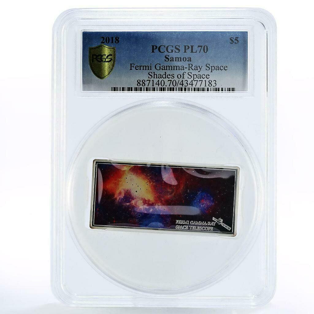 【極美品/品質保証書付】 アンティークコイン コイン 金貨 銀貨 送料無料 Samoa 5 dollars Fermi Gamma Ray Telescope Space PL70 PCGS silver coin 2018