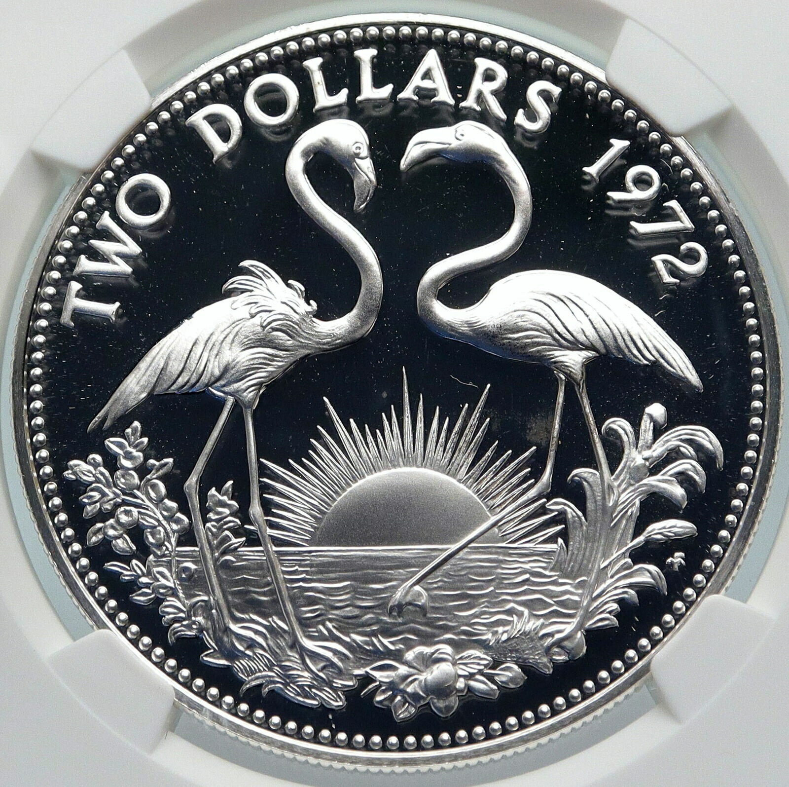 【極美品/品質保証書付】 アンティークコイン コイン 金貨 銀貨 [送料無料] 1972 The BAHAMAS Old Queen Elizabeth II FLAMINGO Proof Silver $2 Coin NGC i85375
