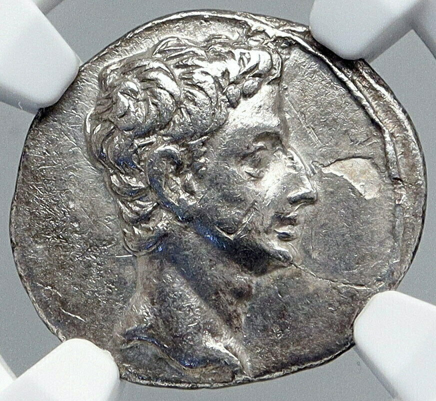 yɔi/iۏ؏tz AeB[NRC  AUGUSTUS Moon Birth SIGN CAPRICORN Zodiac Spain Silver Roman Coin NGC i87720 [] #sct-wr-011201-16920