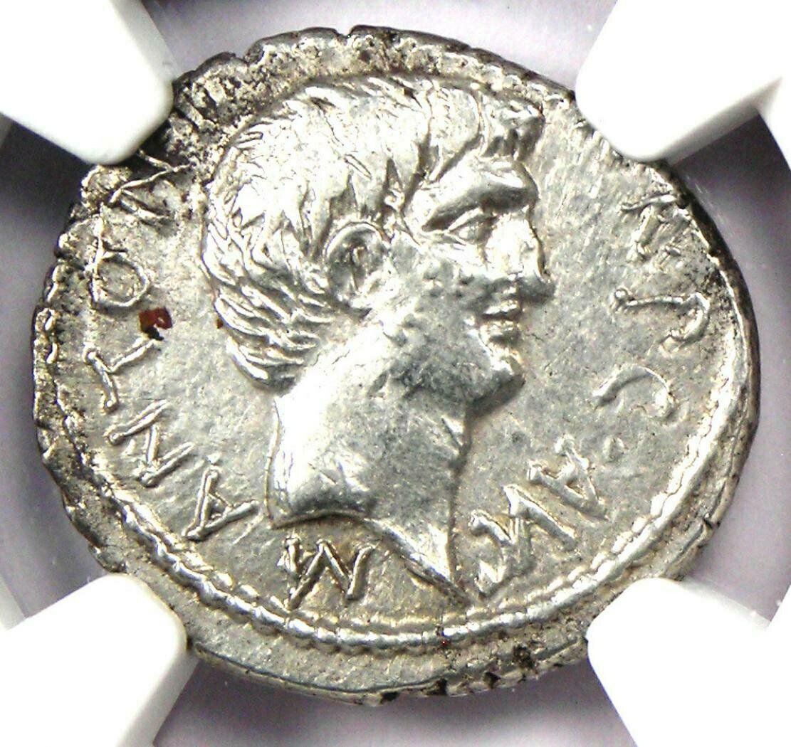  アンティークコイン 銀貨 Marc Antony and Octavian AR Denarius Roman Silver Coin 41 BC - Certified NGC AU  #sct-wr-011201-17107