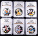 【極美品/品質保証書付】 アンティークコイン コイン 金貨 銀貨 [送料無料] 2014 Niue $2 1oz Silver Disney Characters 6 Coin Set NGC PF69 Colorized w/OGP