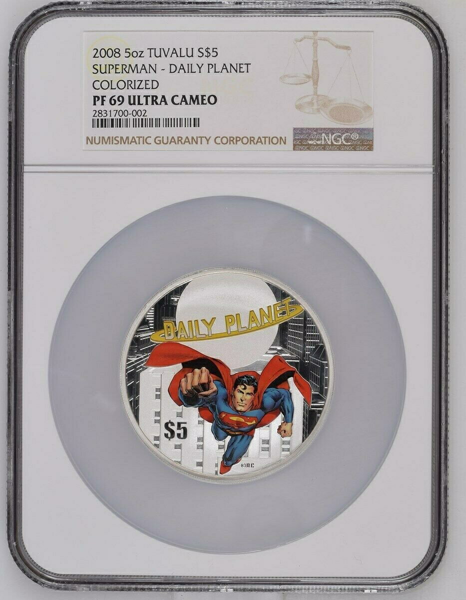 【極美品/品質保証書付】 アンティークコイン 銀貨 2008 Tuvalu Silver $5 - Superman - Daily Planet - PF 69 UC - NGC Coin - POP=3 !! [送料無料] #sct-wr-011201-17610