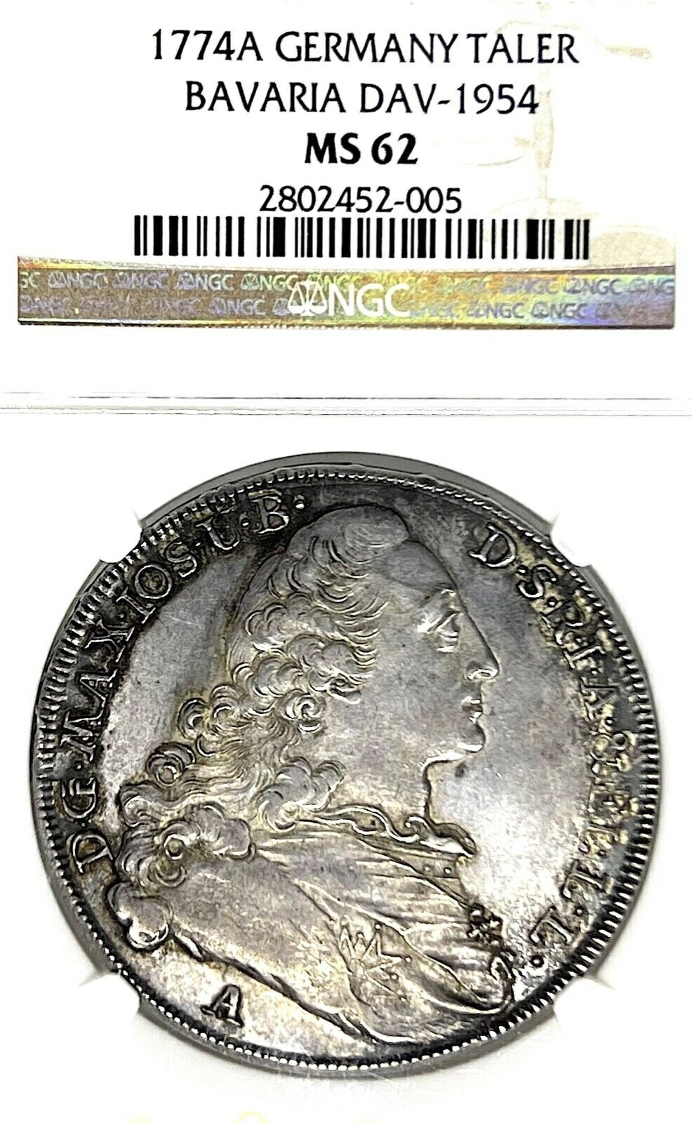 【極美品/品質保証書付】 アンティークコイン コイン 金貨 銀貨 [送料無料] German States Bavaria 1774 Taler Coin Thaler NGC MS 62 VZ/STG UNC Madonna Amberg