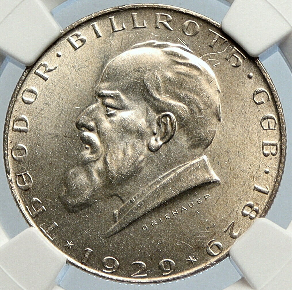  アンティークコイン コイン 金貨 銀貨  1929 AUSTRIA Surgeon Theodor Billroth VINTAGE Silver 2 Shilling Coin NGC i105761