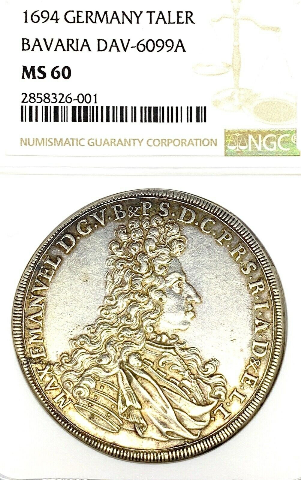 【極美品/品質保証書付】 アンティークコイン 硬貨 German States Bavaria 1694 Taler Coin Thaler NGC MS 60 VZ/F.STG UNC Madonna RARE [送料無料] #oct-wr-011201-18615