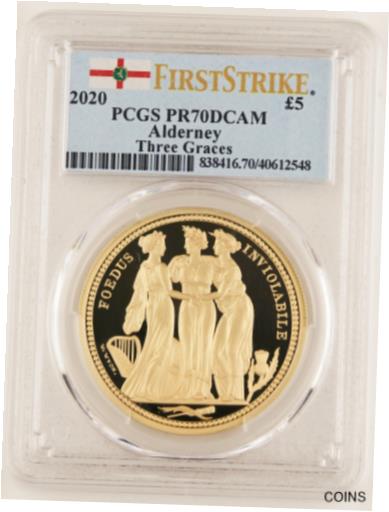  アンティークコイン 金貨 Alderney 2020 "Three Graces" 5 Pound 40g Gold Proof Coin PCGS PR70 PF70 FS +OGP  #gct-wr-011201-2671