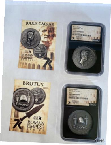 ローマン シリーズ、7K MS 70、12 の最初の 2 コイン、シーザー & ブルータスRoman Series, 7K MS 70, First 2 Coins Of 12, Caesar & Brutus