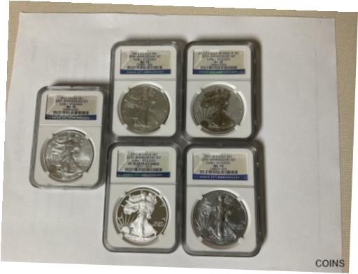 【極美品/品質保証書付】 アンティークコイン コイン 金貨 銀貨 [送料無料] 2011 Silver Eagle 25th Anniversary Early Release MS 70 PF70 NGC 5-coin Set