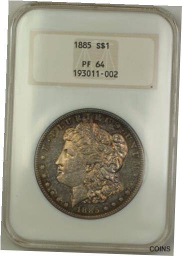 【極美品/品質保証書付】 アンティークコイン 銀貨 1885 Proof Morgan Silver Dollar $1 Old NGC Holder PF-64 Toned (Better Coin) [送料無料] #sct-wr-011201-5114