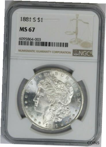  アンティークコイン コイン 金貨 銀貨  1881-S NGC Silver Morgan Dollar MS67 Eye Appealing White Coin