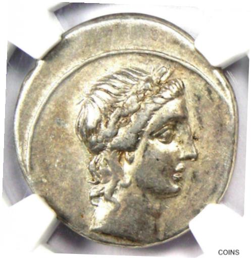  アンティークコイン コイン 金貨 銀貨  Octavian Augustus AR Denarius Silver Apollo Coin 30 BC - NGC XF - 5/5 Strike!