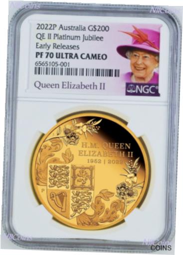 【極美品/品質保証書付】 アンティークコイン コイン 2022 QUEEN ELIZABETH PLATINUM JUBILEE 2oz .9999 GOLD 200 Proof coin NGC PF70 ER 送料無料 cct-wr-011201-6003